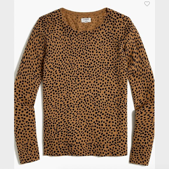 J. Crew NWT Cheetah Teddie Cotton Sweater - Size S - Picture 1 of 7